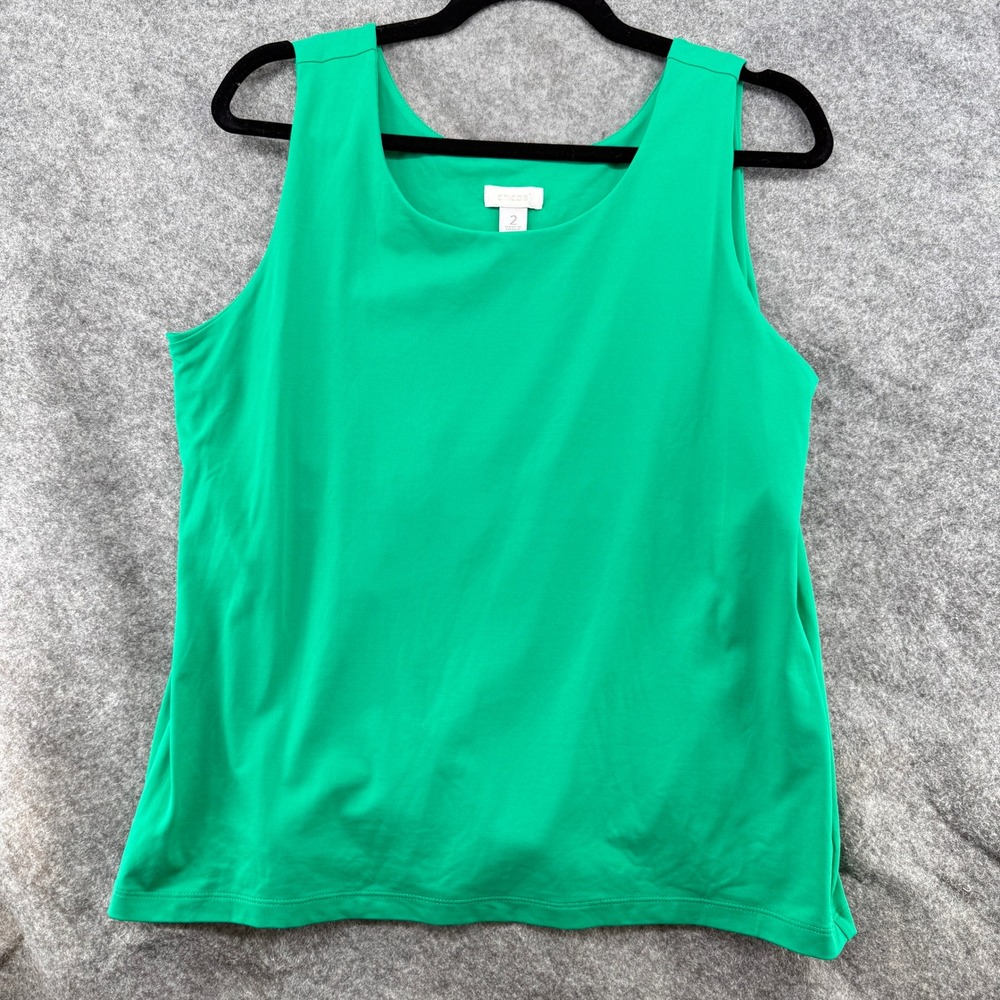 Chicos Tank Top Womens Size 2 Green Scoop Neck Sleeveless Shell Minimalist